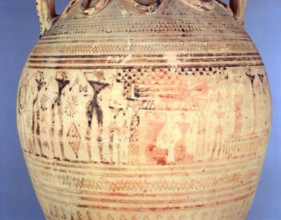 Attic Late Geometric IIb Amphora, (detail), c.720-700 BC by Greek